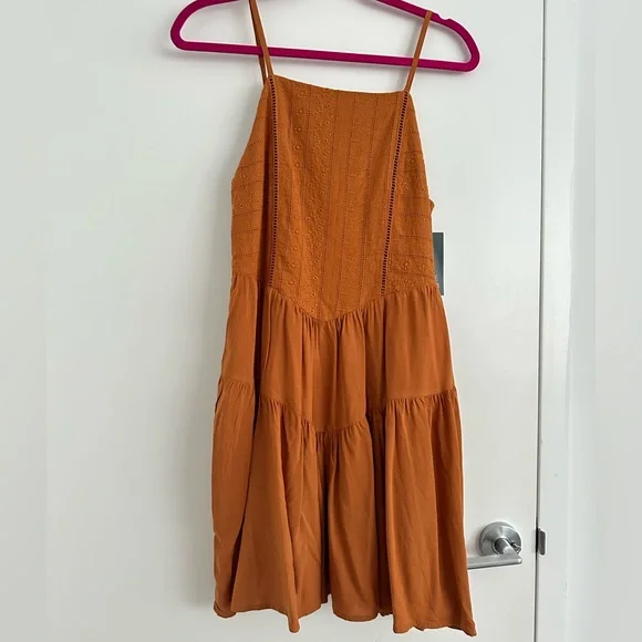 open lace back dress Kaida Slinky Maxi Dress with Hardware / Burnt Orange | Meshki main image 0